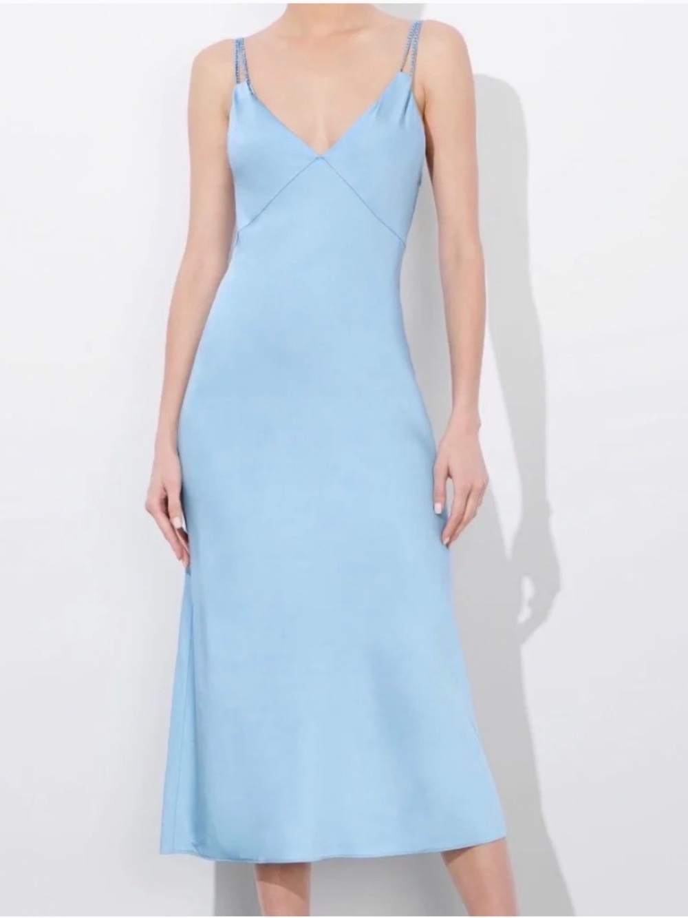NWT ALICE AND OLIVIA
Kiro Satin-crepe Midi Dress In Blue size 0